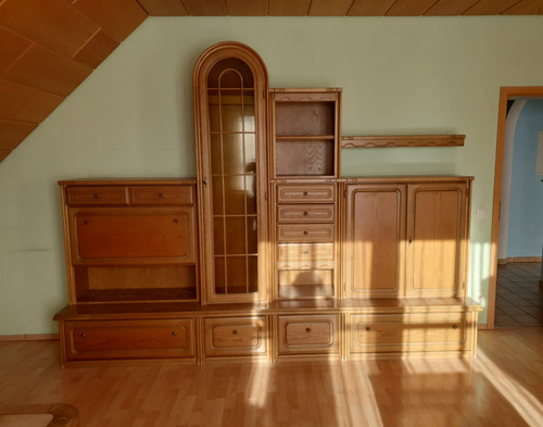 Wohnwand braun holz glas - wohnwand, in