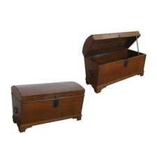 Truhe antik Runddeckeltruhe aus Eichenholz Aussteuertruhe L: 125 cm -11859-