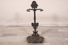 Antiker Schirmständer, Seerosenblätter-Dekor, Gusseisen, Jugendstil um 1890-1900