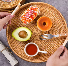 Rattan Tablett Serviertablett Küche Korb Obstkorb Brotkorb