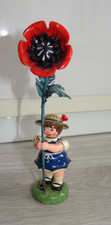 Hubrig Blumenkind Blumenmädchen Mohn Mohnblume Holz Erzgebirge