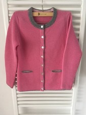 Trachtenjacke Janker Strickjacke Lammwolle Pink Grau Echte Perlmuttknöpfe Gr. L