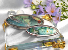 Broschen 2er Set Seidenmalerei Modeschmuck Vintage