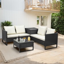 OUTVITA Polyrattan Gartenmöbel Set Outdoor Lounge Balkonmöbel für 4 Personen DE