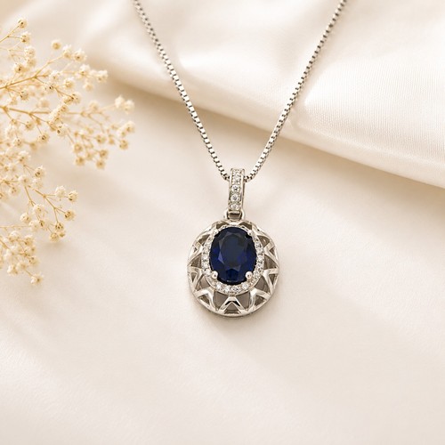 Saphir anhänger kette - saphir,