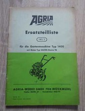 Agria Gartenmaschine 1400 Ersatzteilliste