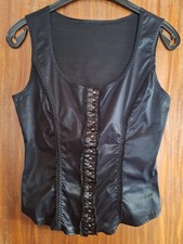 Bluse, Loungerie, Gr. 38, schwarz, ärmellos, Häkchenverschluss, edel+ausgefallen