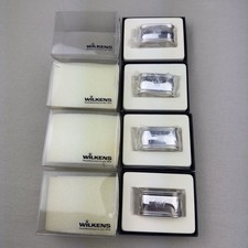 Wilkens Serviettenringe Schwedisch Faden 4 Stück Versilbert Gravur Krone OVP Vin