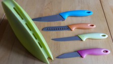 Messerblock Set 4 Messer Rostfrei Kunststoffgriff bunt 