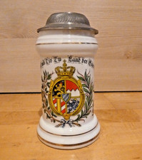 Bierkrug 0,7 l Königreich Bayern Wappen Bierseidel Zinndeckel Keramik