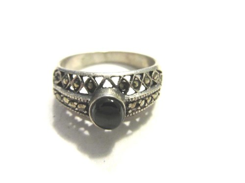 Antiker silberring onyx stein - silberring,