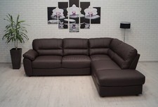Dunkelbraunes Echtleder Ecksofa Echt Leder Sofa Couch Schlaffunktion Kaltschaum