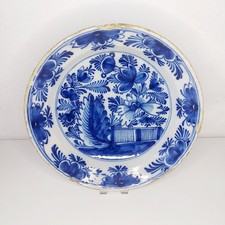 Großer Antiker Teller Delft Fayence 18. Jahrhundert Ø 30 cm