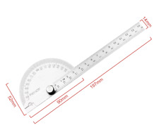 WINKEMESSER 180° EDELSTAHL GRADMESSER WINKEL LINEAL WINKELLEHRE 140mm