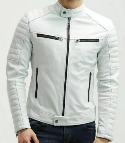 Neue herren weiße - weiße, lederjacke