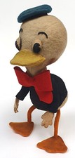 Donald Duck Figur antik Filz mehrfarbig H 24 cm Lenci Italy handmade um 1950 RAR
