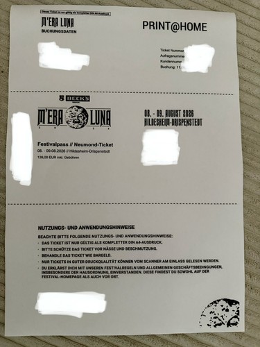 Mera luna festivalticket - mera,