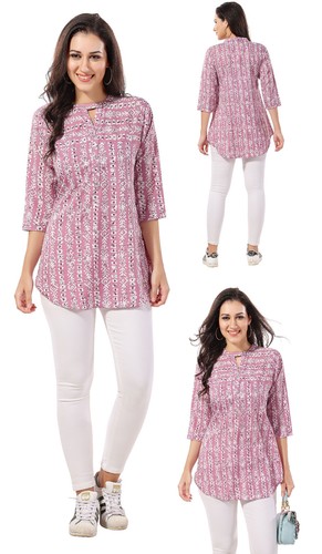 Kurtis damen rosa blumen krepp - kurtis,