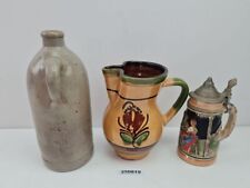 3x Gefäße Steingut Keramik Zinn Kanne Krug Flasche 0,7l Handarbeit Deko #250819