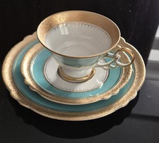 Ilmenau Henneberg Porzellan 3 teilig Sammeltasse Vintage Gedeck Jlmenau Gold Top
