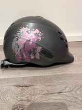 Kinderhelm bzw. Reithelm uvex grau onyxx 49-54 cm mit pinken Pferdchen