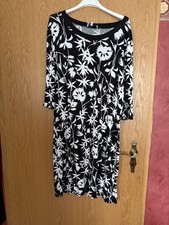 Denim & Co. Damen Freizeitkleid QVC Gepunktet mit Schal Neuwertig Gr. 46