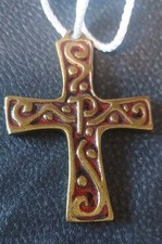 Seltenes Christliches Prister-Kruzifix Pastor Pater Kreuz Messing massiv