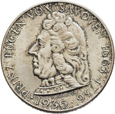 FITZ Österreich 2 Schilling 1936 Prinz Eugen Doppeladler Silber °TCH148