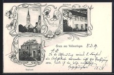 Vollmaringen, Kirche, Pfarrhaus und Kaplanei, Blumen-Ornamente, Ansichtskarte 