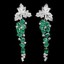 Smaragd Ohrringe 925 Silber 585 Weißgold vergoldet