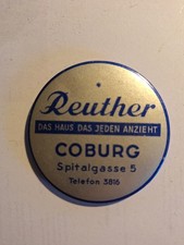 alter Taschenspiegel  Spiegel mit Reklame Werbung Coburg Reuther Spitalgasse