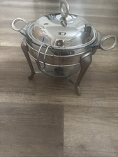 Servierschale mit Stövchen Glas Edelstahl neuwertig in OVP ca. 2L