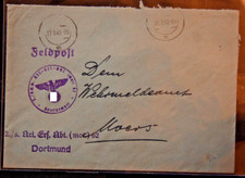 DR Feldpost II. WK nach Moers, stummer Stempel, BS 1. Schw. Art.Ers.Abt, (12-29)