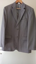 Herren Anzug elegant hell grau gestreift, 2 Knopf Einschlitz 102 NEU