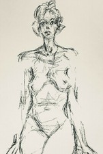 ALBERTO GIACOMETTI: SITZENDER WEIBLICHER AKT LITHOGRAPHIE 1961 WV LUST 148 NUDE 