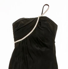 Design-Abendkleid zeitlos elegant lang schwarz schulterfrei Strass-Bordüre 34/36