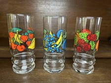 Trinkgläser  Motiv Obst 70s Vintage  Longdrink Saft Limo Gläser, 3 Stück