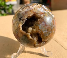 Ozean Jaspis Kristall Kugel mit seltener Druse | Mineral Edelstein Heilstein