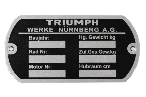 Typenschild für triumph - typenschild,