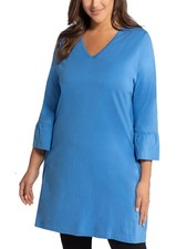 Big-Size Baumwolle 3/4-Arm Shirt Tunika Ulla Popken hellblau Gr. 66/68 Neu UP19