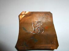 Alte Kupfer Schablone Monogramm "LE" Kalligraphie Sticken Geburtstag Weihnachten