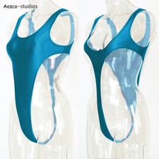 Damen Sexy Glänzend Badeanzug