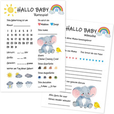 30x Babyparty Spiele Karten