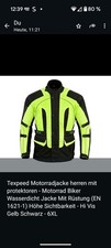Texpeed Motorradjacke herren mit protektoren - Wasserdicht  Gelb Schwarz - 6XL