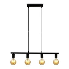 B.K.Licht Pendelleuchte Retro Vintage Schwarz matt 4-flammig max. 4 x 60W E27