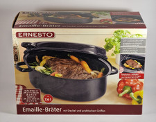 🍖 Ernesto Emaille Bräter 7,6 L OVP Neu Emaillebräter oval Schwarz Ofenform