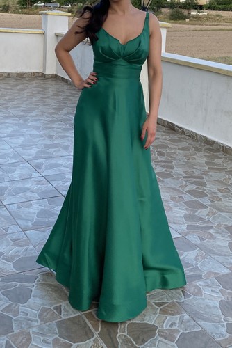 Grünes abendkleid satin - grünes,
