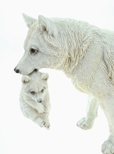 Dekofigur wolf mit jungem - dekofigur,