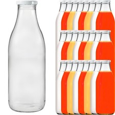 mikken 25 Glasflaschen 1 Liter Flaschen Saftflaschen Milchflasche Deckel weiss
