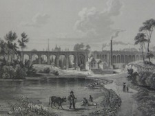 Aachen Viadukt Stahlstich